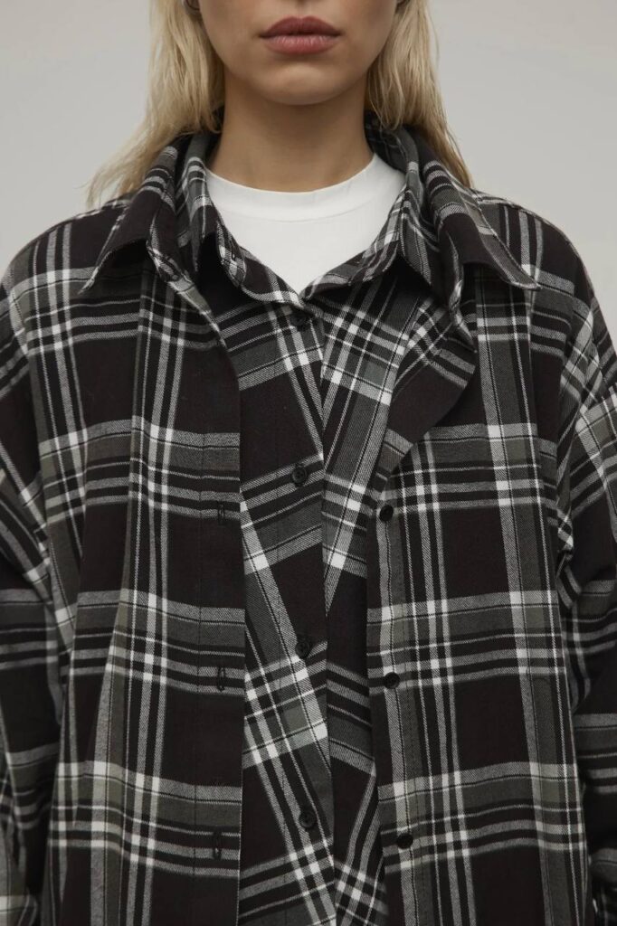 Рубашка Double Grey Check, клетка черный