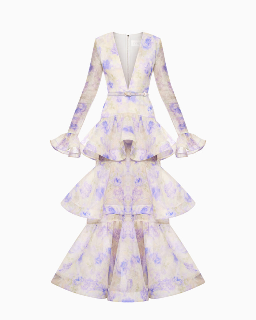 Платье ANEMONE maxi, акварельные цветы