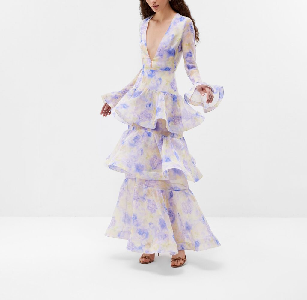 Платье ANEMONE maxi, акварельные цветы