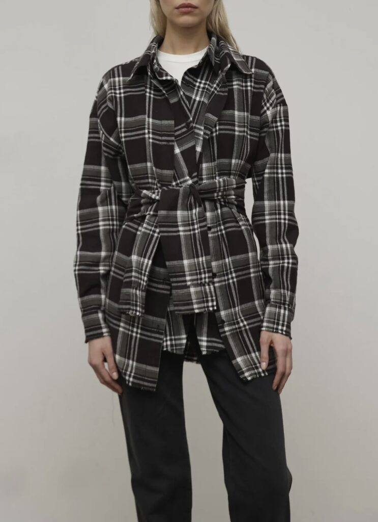 Рубашка Double Grey Check, клетка черный